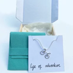 Bike Pendant In Silver With Necklace