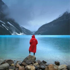 Dryrobe Long Sleeve - Red / Grey -UK Surf Sales 2024 dryrobe red grey long sleeve lake