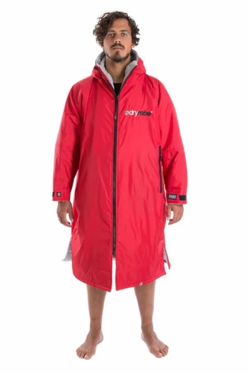 Dryrobe Long Sleeve - Red / Grey -UK Surf Sales 2024 dryrobe red grey long sleeve mens 2 1