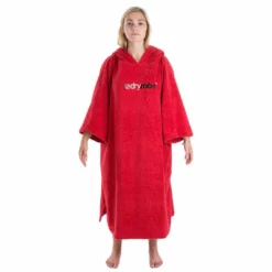 Dryrobe Towelling Changing Robe - Red -UK Surf Sales 2024 dryrobe red towel.2