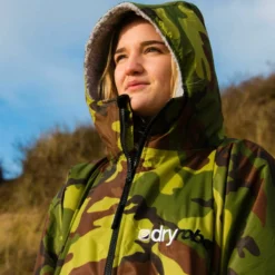 Dryrobe Long Sleeve - Camo / Grey -UK Surf Sales 2024 dryrobe camo grey long sleeve hood