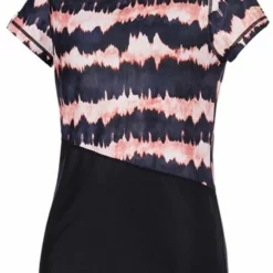 Mystic Dazzled Short Sleeved Quick Dry SUP Top - Black & Salmon Pink