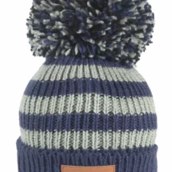 Swimbler Waterproof Bobble Hat - Sky Navy Grey
