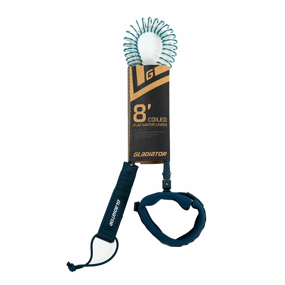 Gladiator 8 Ft Paddleboarding Coiled Flat Water Leash - Teal 3 Gladiator 8 Ft Paddleboarding Coiled Flat Water Leash - Teal