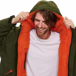 Red Original Pro Changing EVO Jacket - Long Sleeve - Parker Green -UK Surf Sales 2024 red original pro changing evo jacket hood detail