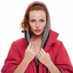 Red Original Pro Changing Jacket 2.0 EVO Long Sleeve - Fuchsia Pink -UK Surf Sales 2024 red original pro changing jacket 2.0 long sleeve fuchsia pink hood detail female