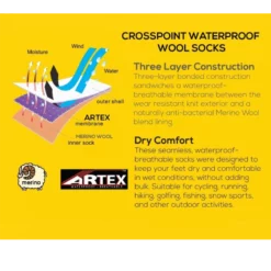 Showerpass Crosspoint Classic Waterproof Sock -UK Surf Sales 2024 showers pass crosspoint waterproof wool sock 3 layer construction and technology