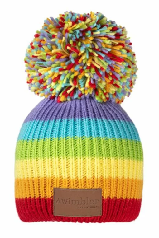 Swimbler Waterproof Bobble Hat - Rainbow Warrior -UK Surf Sales 2024 swimbler waterproof bobble hat rainbow warrior
