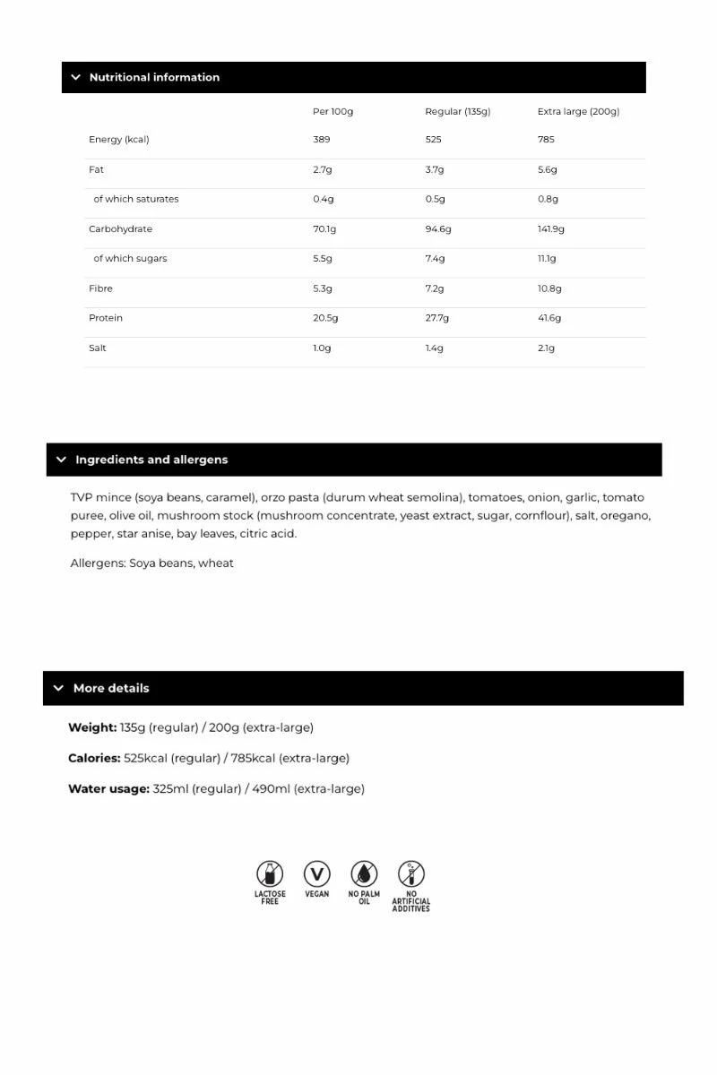 Firepot - Vegan Orzo Bolognese - 135g 4 Firepot - Vegan Orzo Bolognese - 135g - Image 2